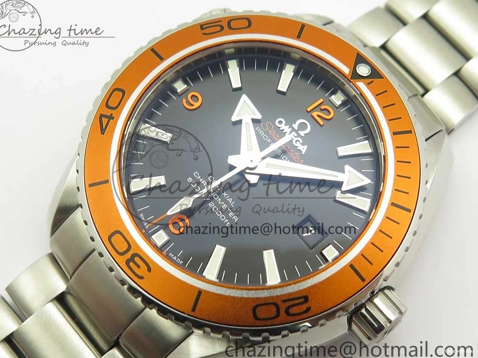 0128 Tailored Planet Ocean Professional Orange Bezel 45.5mm 1:1 VSF Best Edition on SS Bracelet A8500 Super Clone (2 Straps) 7950